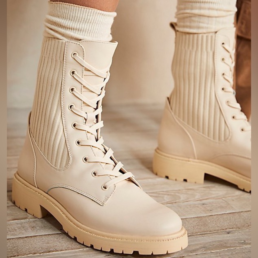 SAM EDELMAN “Lydell” Ivory Lug Sole Combat Boots